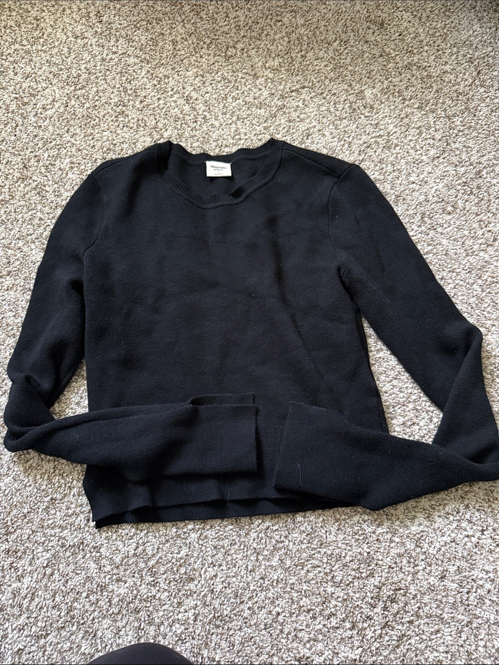 Abercrombie & Fitch Black Ribbed Crewneck Sweater